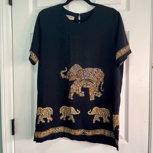 Navy and gold elephant tunic
